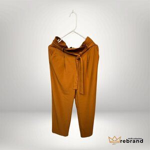 Vero Moda Rust Tie Waist Pants Size 36 Minimalist Tapered Trousers Modern